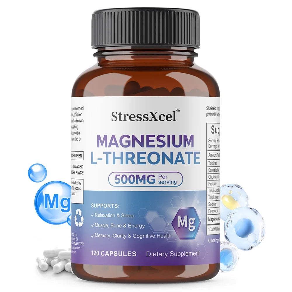 Magnesium L-Threonate Supplement - Supports Brain Health, Enhances Memory and Focus, Non-GMO, 120 Vegetarian Capsules