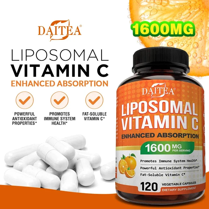 Liposomal Vitamin C 1600 Mg - Highly Absorbable, Fat Soluble Vitamin C, Antioxidant Supplement, Immune System &amp; Collagen Booster
