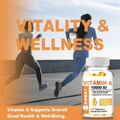 Vitamin A 10000IU - Supports Healthy Vision and Immune System, Skin Health - Non-GMO, Gluten FreeSupplements