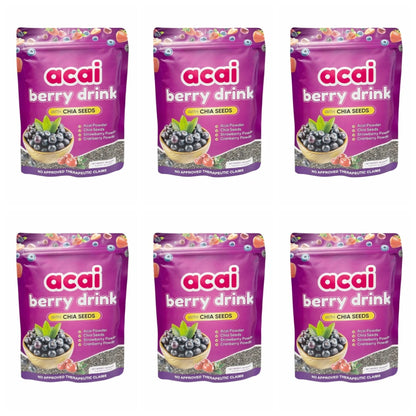 Acai Berry Supplement Powder with Chia Seeds – Berry &amp; Seed Blend – 10 Sachets – Easy To Mix – Non-GMO, Gluten Free