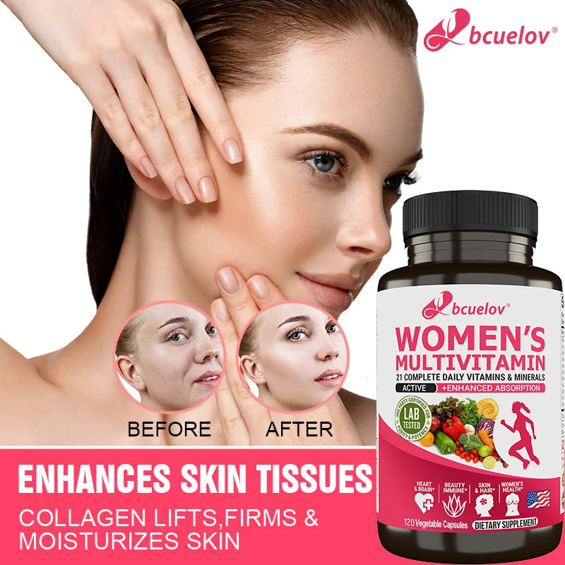 Women’s Multivitamin &amp; Mineral Capsules - Calcium Biotin Zinc, Vitamin A/C/D/E/K/B, Skin Hair Nail Bone Heart &amp; Immune Wellness