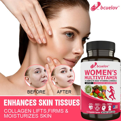 Women’s Multivitamin &amp; Mineral Capsules - Calcium Biotin Zinc, Vitamin A/C/D/E/K/B, Skin Hair Nail Bone Heart &amp; Immune Wellness