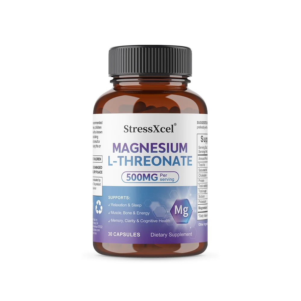 Magnesium L-Threonate Supplement - Supports Brain Health, Enhances Memory and Focus, Non-GMO, 120 Vegetarian Capsules