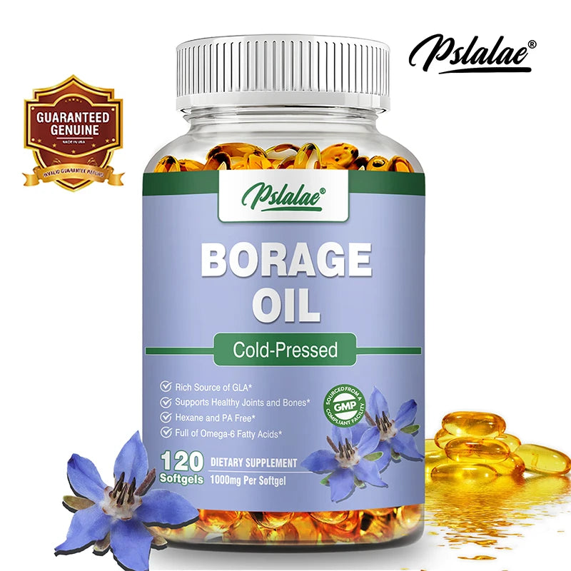 Borage Oil Capsules - Helps Maintain Skin, Joint and Bone Health, Relieves Cellular Stress, and Provides Antioxidant Support