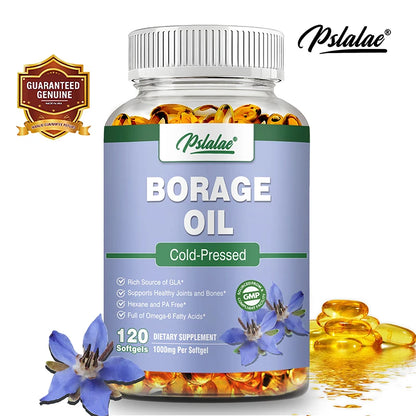 Borage Oil Capsules - Helps Maintain Skin, Joint and Bone Health, Relieves Cellular Stress, and Provides Antioxidant Support