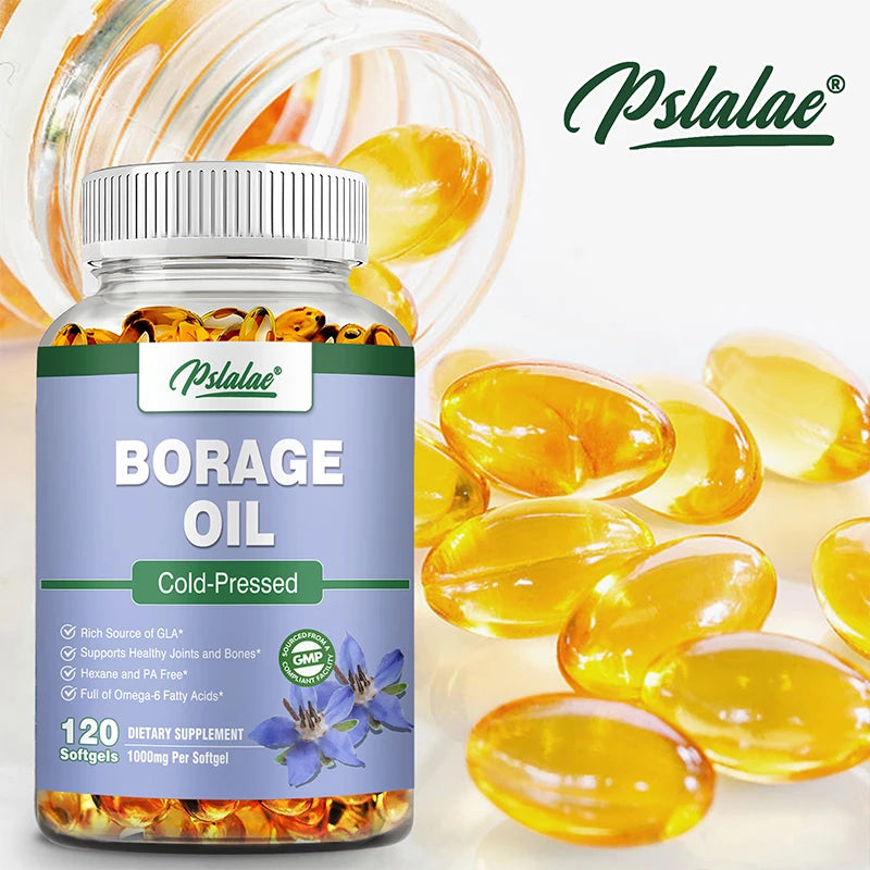 Borage Oil Capsules - Helps Maintain Skin, Joint and Bone Health, Relieves Cellular Stress, and Provides Antioxidant Support
