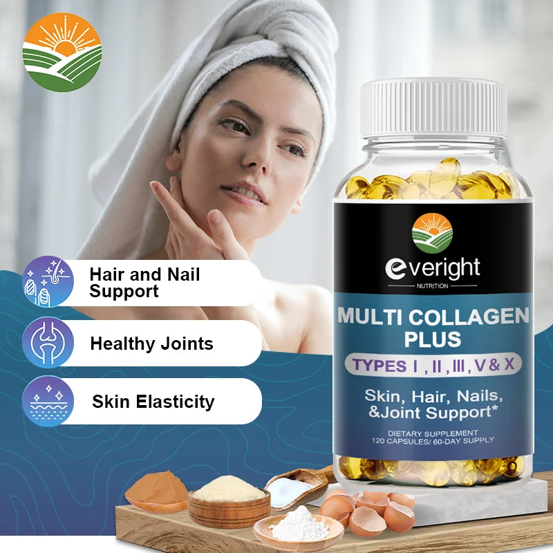 Multi Collagen Pills for Antioxidant Women &amp; Men Natural Skin Care Supplement - Hydrolyzed Protein Collagen Peptides