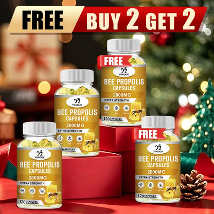 Buy 2 Get 2 Free! Strong Bee Propolis Extract Capsules, for Sore Throat, Overall Skin Care, Immune System Booster, Non-GMO