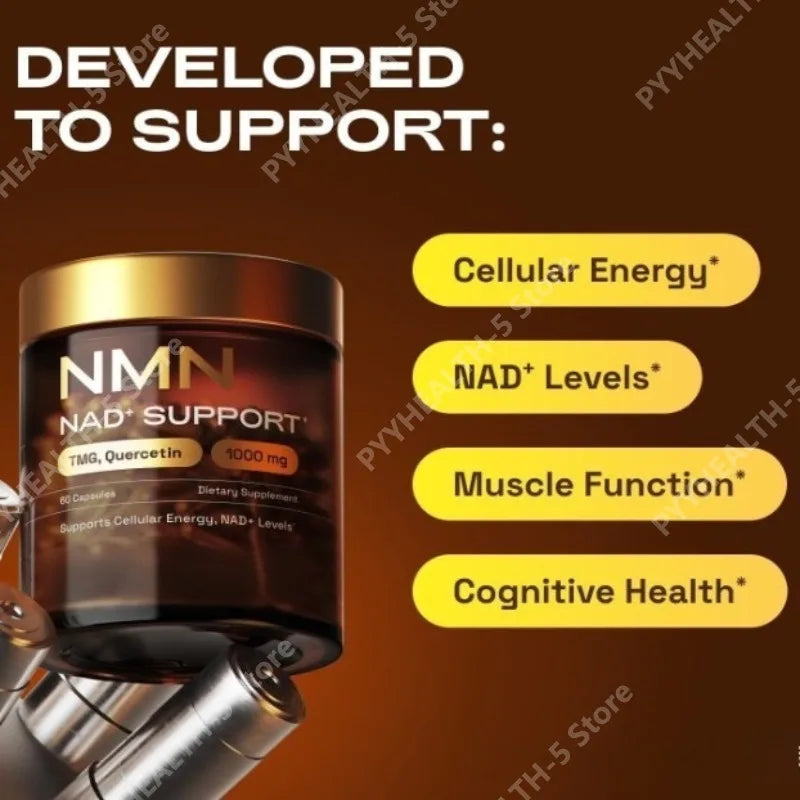 NMN 1000 Mg Capsule Supplement 4-in-1 Formula with TMG, Quercetin &amp; Resveratrol NAD+ Supplement Supports Energy 60 Capsules