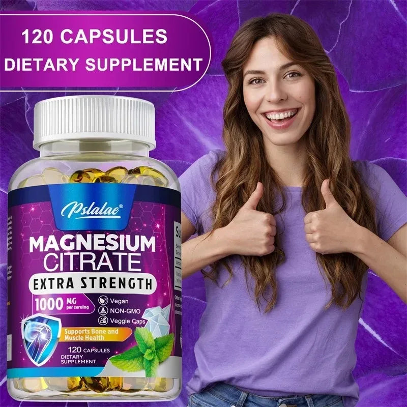 Magnesium Citrate 1000 Mg - Supplement for Stress, Relaxation, Bone, Sleep, Heart Health, Nerve, Muscle &amp; Metabolism