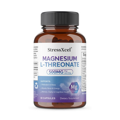 Magnesium L-Threonate Supplement - Supports Brain Health, Enhances Memory and Focus, Non-GMO, 120 Vegetarian Capsules