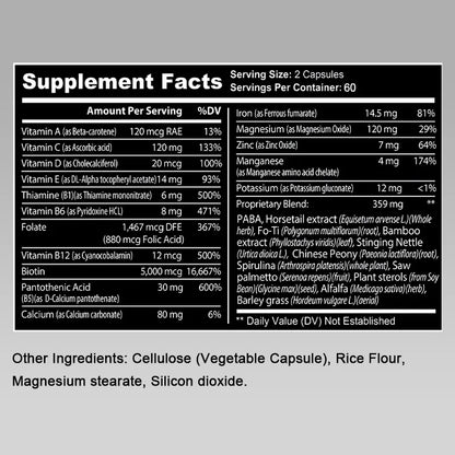 Saw Palmetto Capsules - with Multivitamins, Biotin, Promotes Hair Growth, Hair Loss, Promotes Hair Thickness and Overall Health