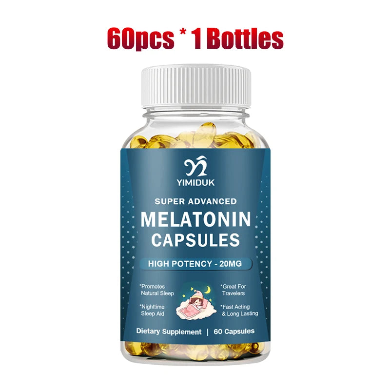 High Potency Melatonin 20 Mg Capsules, for Promotes Natural Sleep, Relaxation and revitalized, GMP Certified, Gluten Free