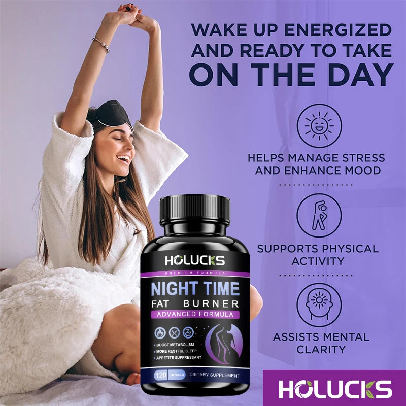 Buy 1 Get 1 Free! Pure Night Time Fat Burner Supplement, for Balances Hormones, Reduces Stress Eating &amp; Restful Sleep, Relax