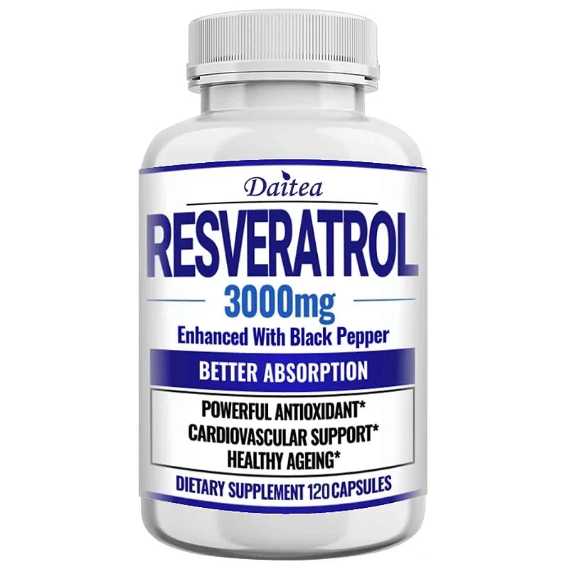 Resveratrol Supplement Capsules - Anti-Aging, Cardiovascular &amp; Joint Support, Skin Health