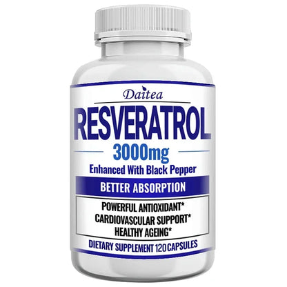 Resveratrol Supplement Capsules - Anti-Aging, Cardiovascular &amp; Joint Support, Skin Health