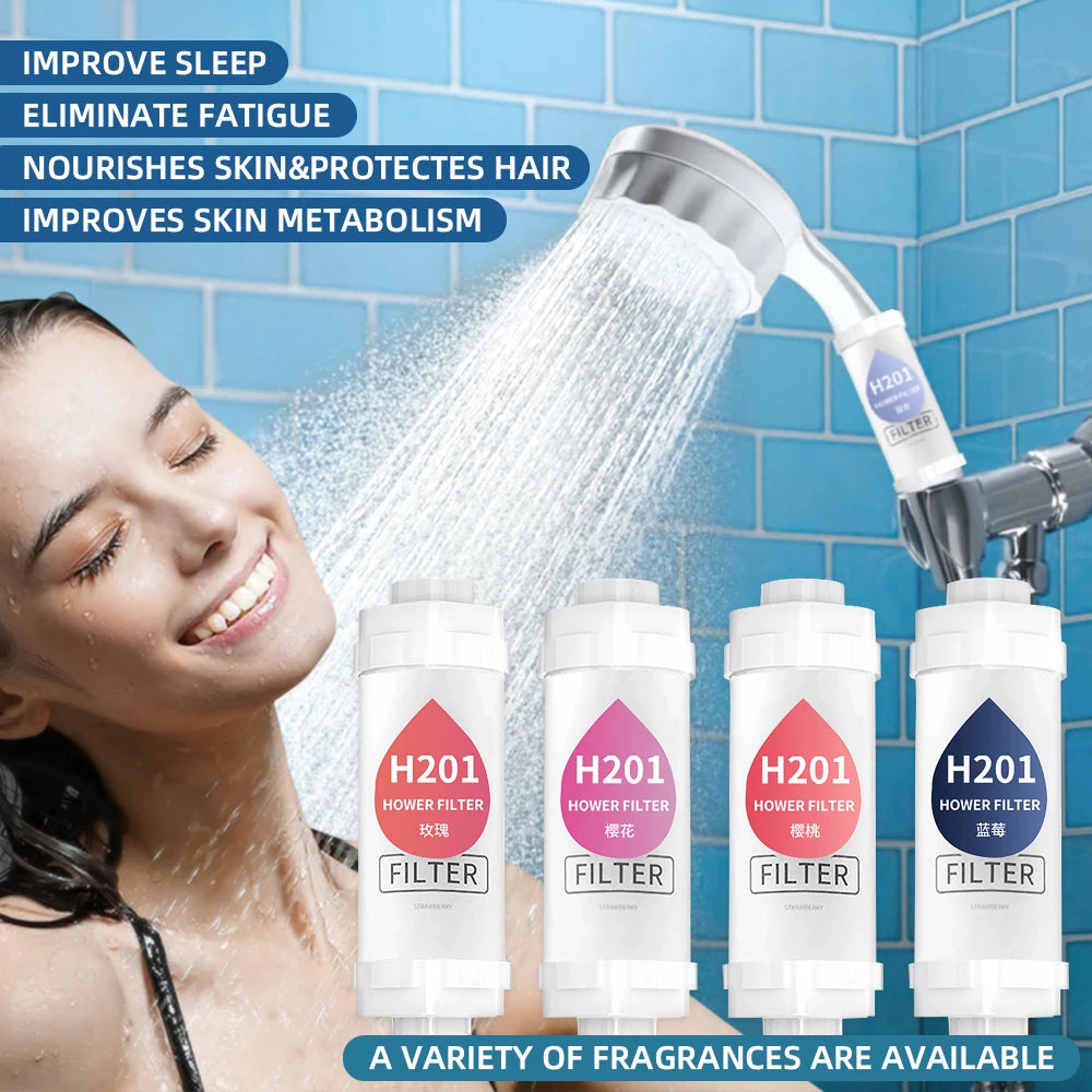 Vitamin C Shower Head Filter,Scented Bathing Shower Filter,Chlorine Removal Water Softener ,Natural Vitamin C Shower Filter