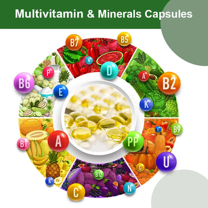 HOLUCKS Multivitamins &amp; Multiminerals Supplement with Methylated Vitamins Chelated Minerals for Energy, Focus &amp; Immune Health
