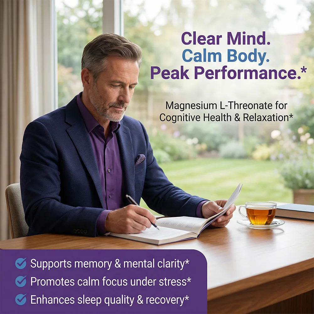 Magnesium L-Threonate Supplement - Supports Brain Health, Enhances Memory and Focus, Non-GMO, 120 Vegetarian Capsules