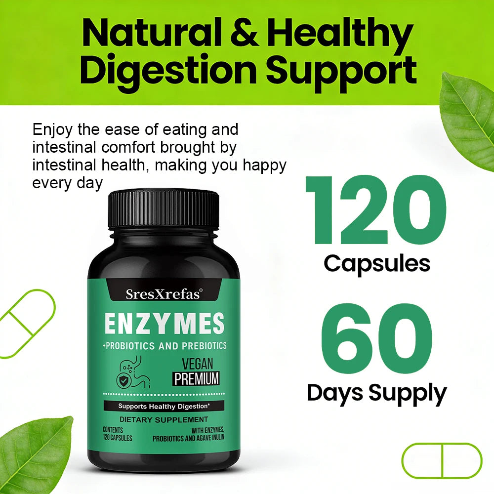 Digestive Enzymes for Bloating &amp; Digestion-with Organic Prebiotics &amp; Probiotics for Gut &amp; Digestive Health, Non-GMO, Gluten Free