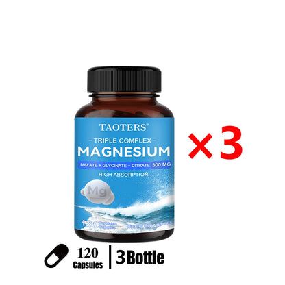 Triple Magnesium Complex Supplement - Contains Magnesium Glycine, Malate, and Citrate To Relax Muscles and Improve Sleep