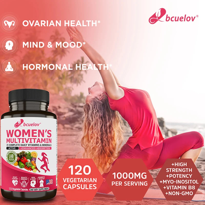 Women’s Multivitamin &amp; Mineral Capsules - Calcium Biotin Zinc, Vitamin A/C/D/E/K/B, Skin Hair Nail Bone Heart &amp; Immune Wellness