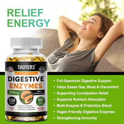 Digestive Enzymes Containing Papain and Bromelain Help Support Digestion,Improve Gut Health,Boost Metabolism,Improve Dull Skin