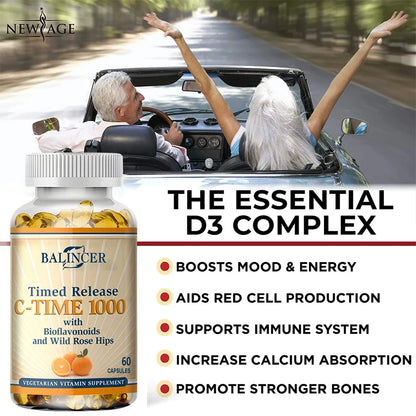 Vitamin C Capsules 1000mg, Antioxidant Support Immune Wellness, Collagen Synthesis, Skin &amp; Bone Joint Health, 30/60/120 Capsules