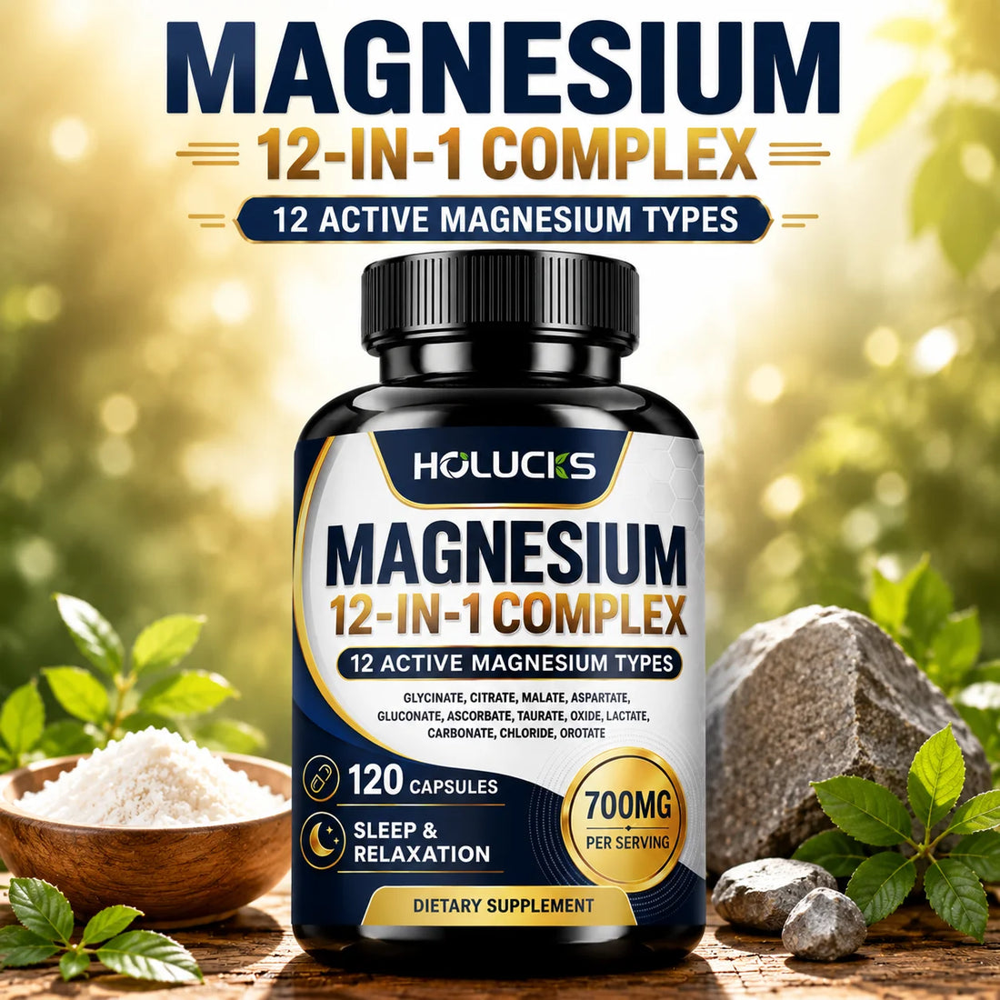 Magnesium Supplement, with Magnesium Glycinate, Supports Muscle, Sleep, Nerve, Heart, Digestive Health, Daily Memory, Vitality