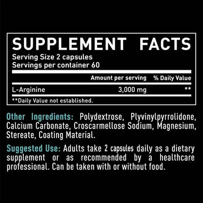 L-Arginine - Supports Muscle Growth, Promotes Blood Circulation, and Enhances Immunity, Improves Endurance and Performance