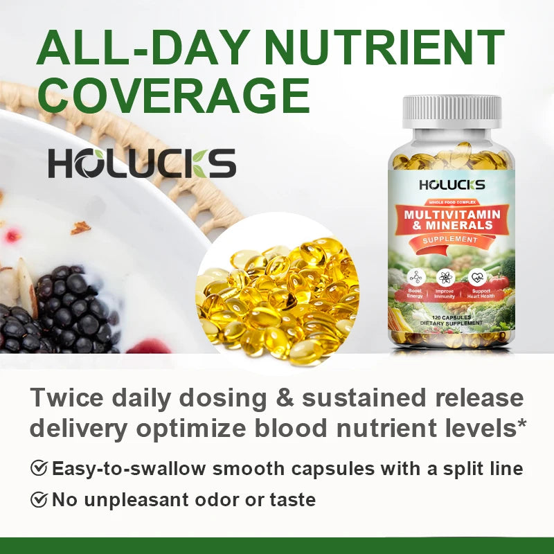 HOLUCKS Multivitamins &amp; Multiminerals Supplement with Methylated Vitamins Chelated Minerals for Energy, Focus &amp; Immune Health