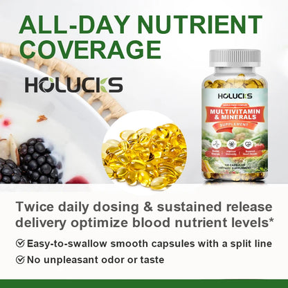 HOLUCKS Multivitamins &amp; Multiminerals Supplement with Methylated Vitamins Chelated Minerals for Energy, Focus &amp; Immune Health