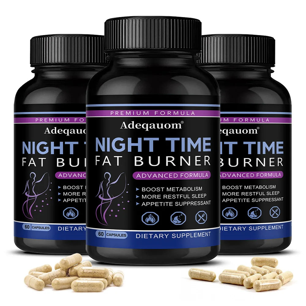 Nighttime Fat Burner Support Capsules, Supports Gentle Metabolism, Digestive Wellness &amp; Restful Sleep, Natural Supplement