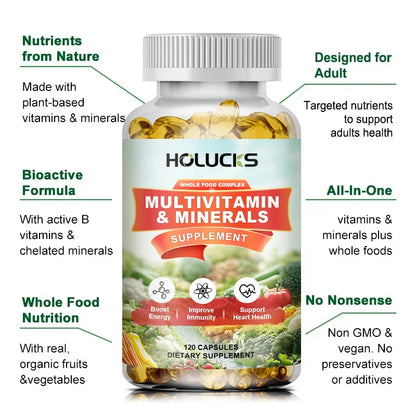 HOLUCKS Multivitamins &amp; Multiminerals Supplement with Methylated Vitamins Chelated Minerals for Energy, Focus &amp; Immune Health