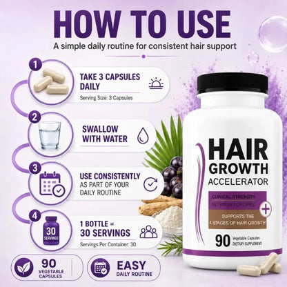 Lustriva Hair Growth Vitamins with Biotin, Marine Collagen, Saw Palmetto, Ashwagandha, Horsetail &amp; Zinc – Thicker Hair, 90 Caps