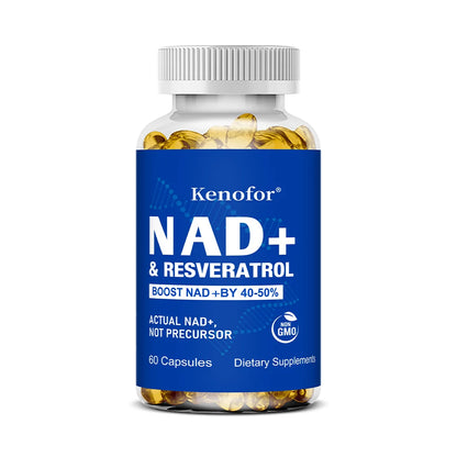 Kenofor NAD+ Supplements with Resveratrol - Anti-Aging, Supports Natural Energy - Improve The Immune System Veggie Capsuels