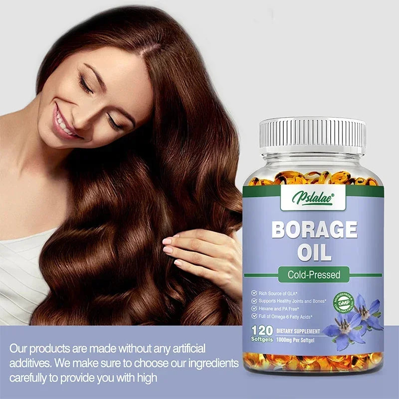 Borage Oil Capsules - Helps Maintain Skin, Joint and Bone Health, Relieves Cellular Stress, and Provides Antioxidant Support
