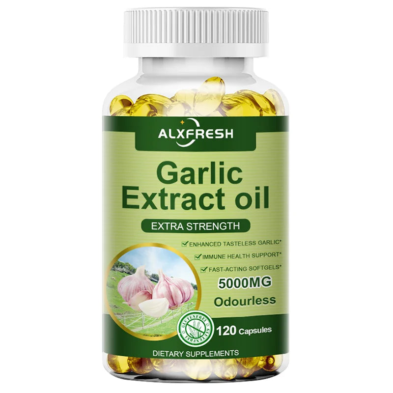 Garlic Oil Capsules Supplement for Balance Cholesterol Levels, Support Heart and Cardiovascular Health, Organic Non-GMO