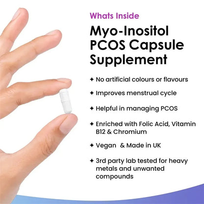 Myo-Inositol Supplement - Promotes Hormonal Balance and Ovarian Health, Regulates Menstrual Cycles, and Improves Mood