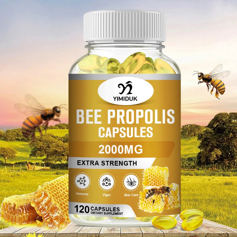 Buy 2 Get 2 Free! Strong Bee Propolis Extract Capsules, for Sore Throat, Overall Skin Care, Immune System Booster, Non-GMO