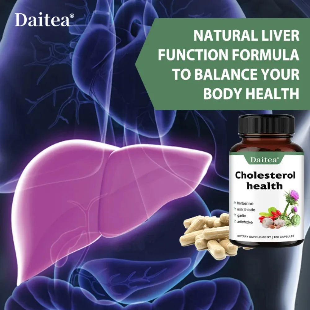 Healthy Cholesterol Support Supplement with Milk Thistle &amp; Berberine, Support Cardiovascular Health, 120 Capsules