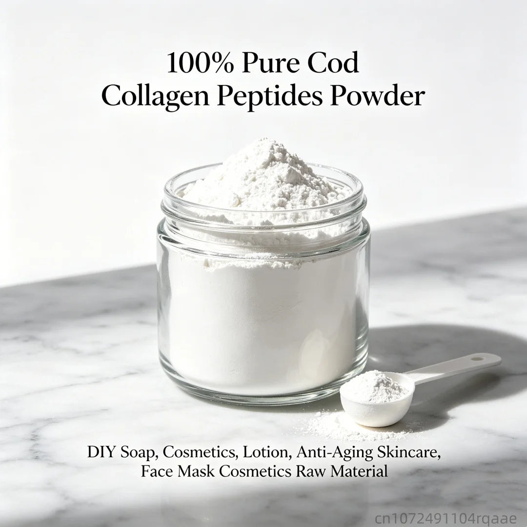 100% Pure Cod Collagen Peptides Powder for DIY Soap, Cosmetics, Lotion, Anti-Aging Skincare, Face Mask Cosmetics Raw Material