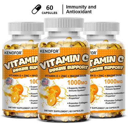 Vitamin C Capsules, Antioxidant, Support Immune System, Cellular Energy Production, Skin Brightening &amp; Collagen Synthesis