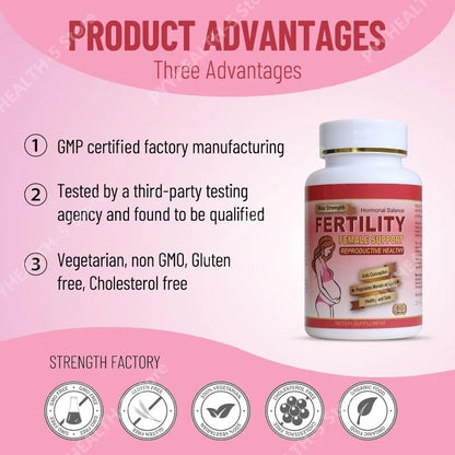 Fertility Tablets for Women, Female Prenatal Vitamin Supplements, Support Ovulation &amp; Conception, 60 Count Daily Routine