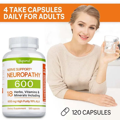 Neuropathy Support Supplement 600mg - Helps Maintain The Normal Function of The Nervous System and Relieve Mental Stress
