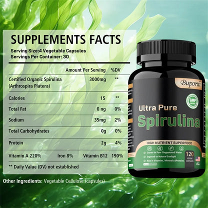 Organic Spirulina - Detoxification, Immune System, Cardiovascular, Antioxidant, Improve Digestive Health