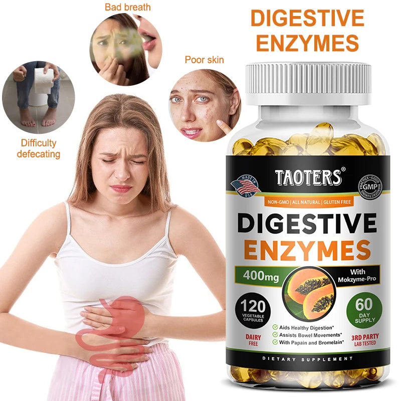 Digestive Enzymes Containing Papain and Bromelain Help Support Digestion,Improve Gut Health,Boost Metabolism,Improve Dull Skin