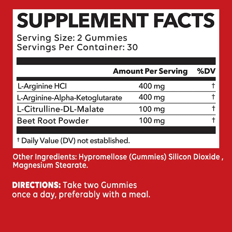 L-Arginine Supplement - for Energy, Strength and Endurance Support During Exercise | Muscle Mass, Non-GMO