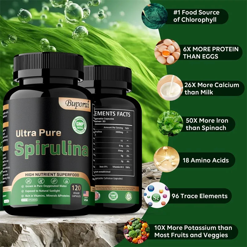 Organic Spirulina - Detoxification, Immune System, Cardiovascular, Antioxidant, Improve Digestive Health