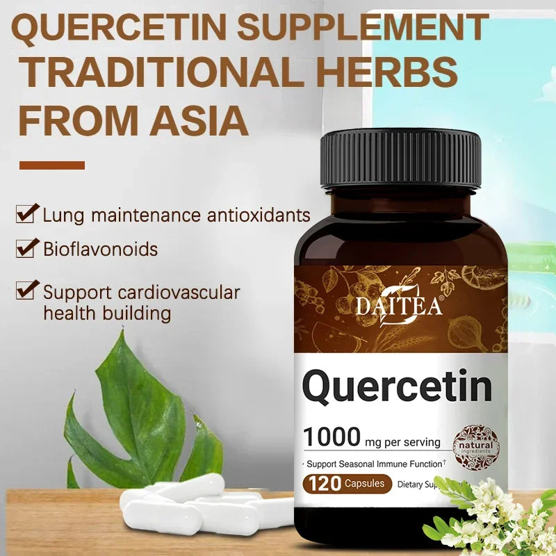 Quercetin Capsules, 1000 Mg, Supports Immunity, Promotes Blood Circulation, Metabolism, Anti-oxidation, Promotes Overall Health
